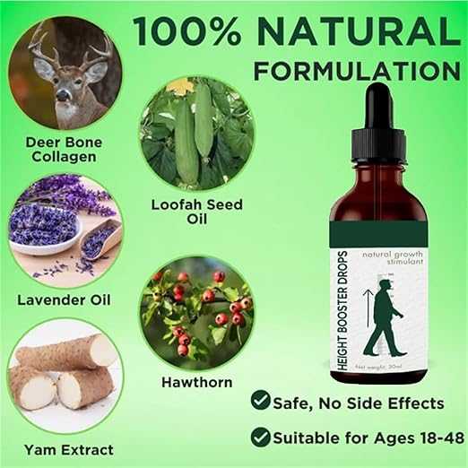 Height Booster Drops (30 ml) – Natural Growth Support Liquid Supplement | Bone Strength & Height Development for Kids & Teens